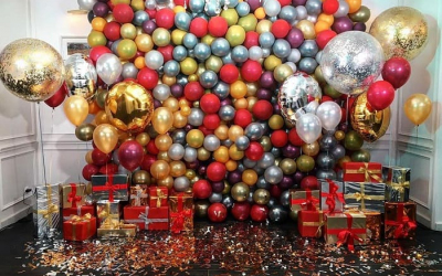Оформление шарами на новый год