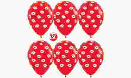 Шар (12'/30 см) Поцелуи, Красный (015), пастель, 5 ст, 50 шт.
