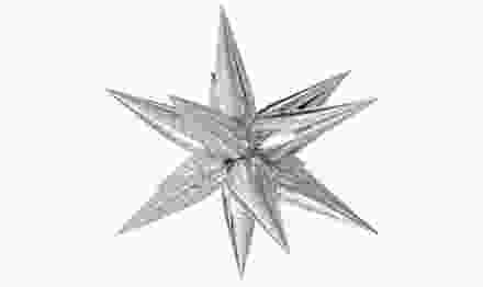 Шар (26'/66 см) Фигура, Звезда составная, Серебро, 1 шт.