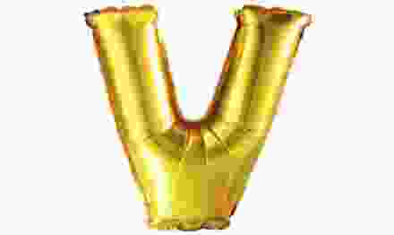 Шар (40'/102 см) Буква, V, Золото, 1 шт.