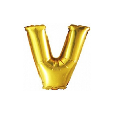 Шар (40'/102 см) Буква, V, Золото, 1 шт.