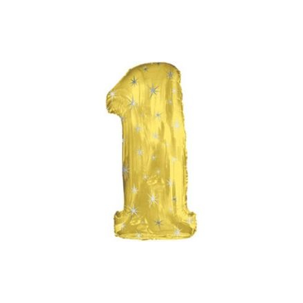Шар (42'/107 см) Цифра, 1 в упаковке, Золото, 1 шт.