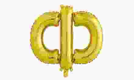 Шар с клапаном (16'/41 см) Буква, Ф, Золото, 1 шт.